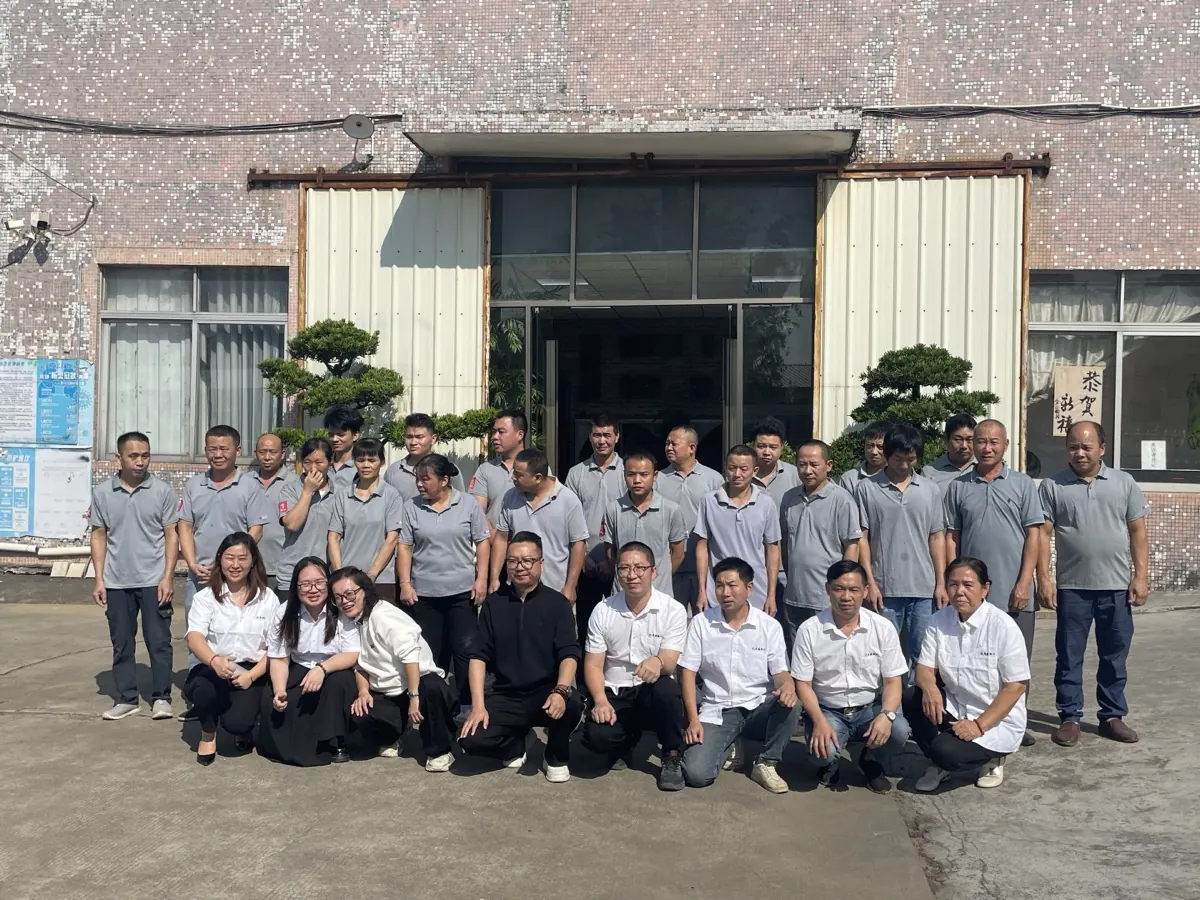 Factory team and production area