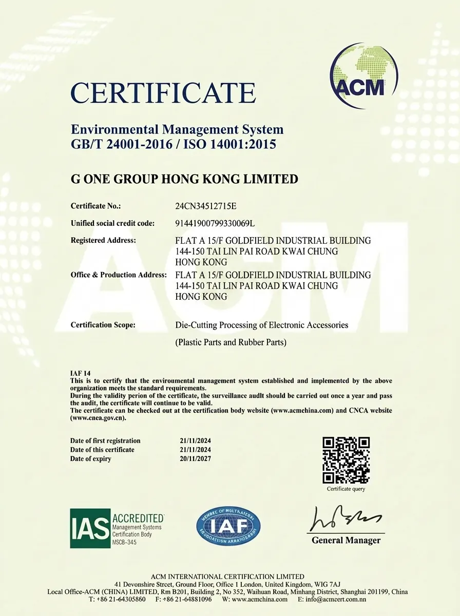 ISO 14001 certificate