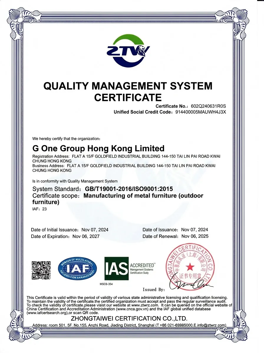 ISO 9001 certificate
