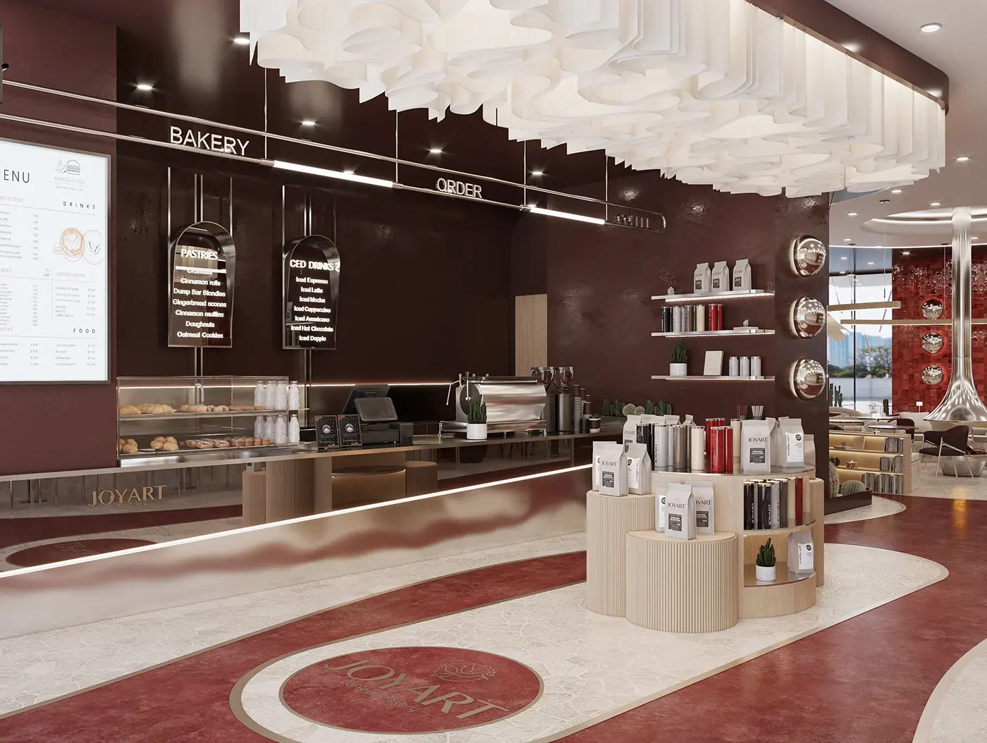 Modern Dessert Cafe Interior full project view