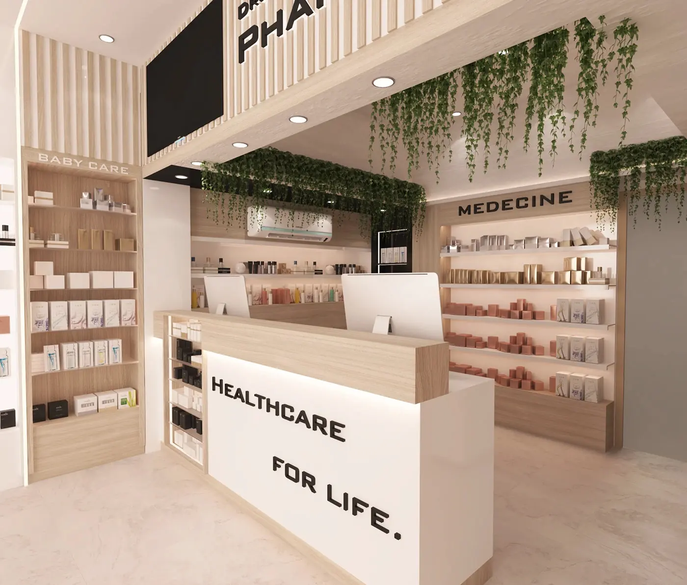 Modern Clinic Pharmacy Space full project view