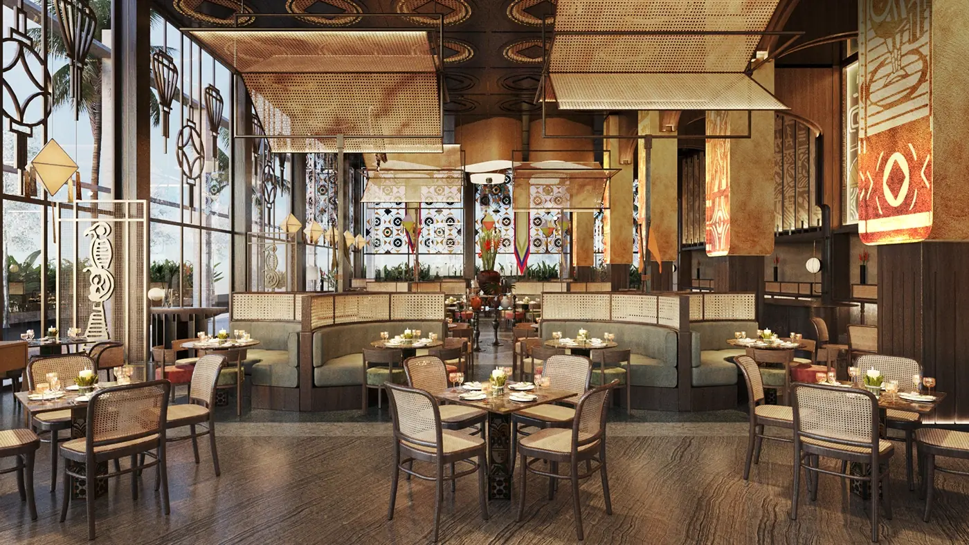 Boutique Hotel Dining Area full project view