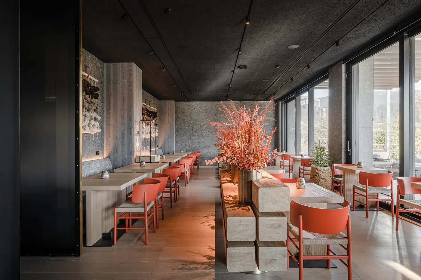 Warm Modern Restaurant Interior full project view