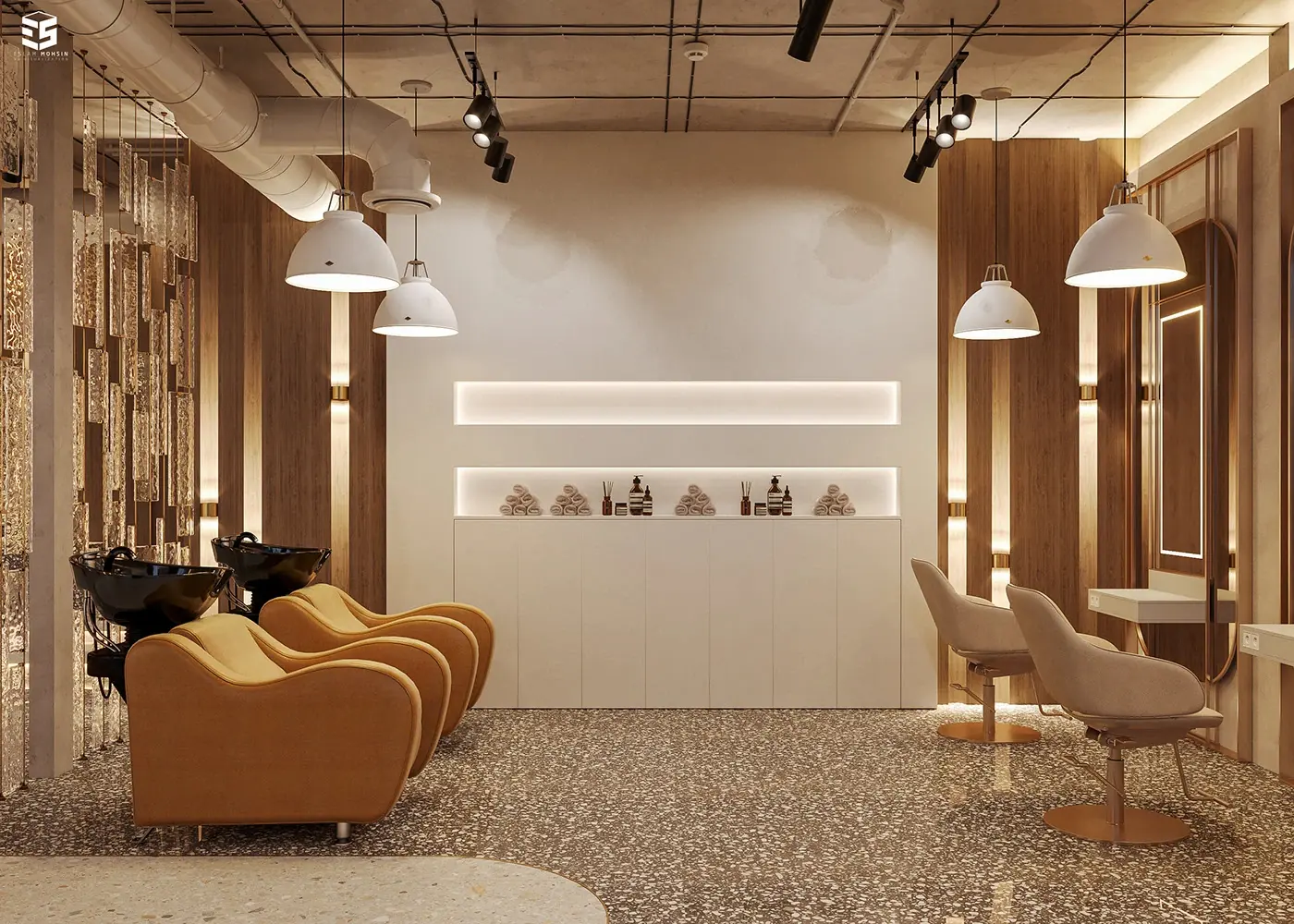 Modern Hair Salon Fixture Plan full project view