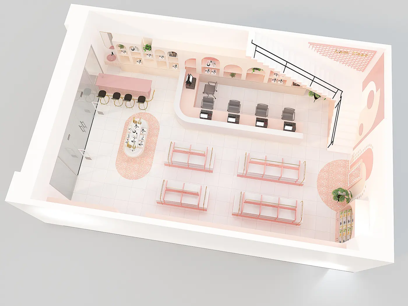 Soft Pink Beauty Retail Store fixture detail
