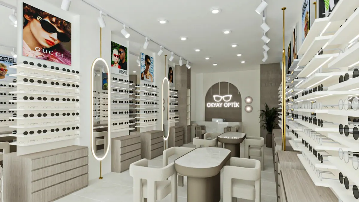 Compact Bright Optical Retail Store fixture detail