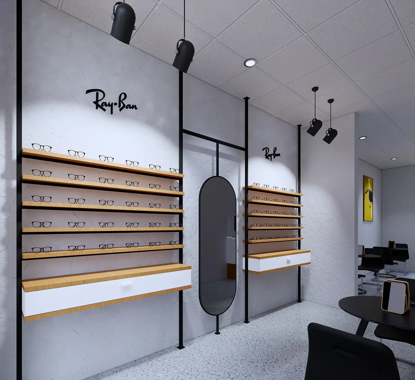 Warm Modern Optical Consultation Store fixture detail