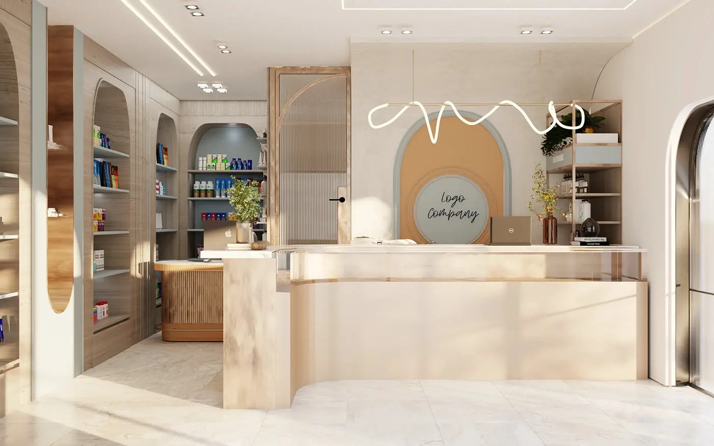 Premium Wellness Retail Store fixture detail