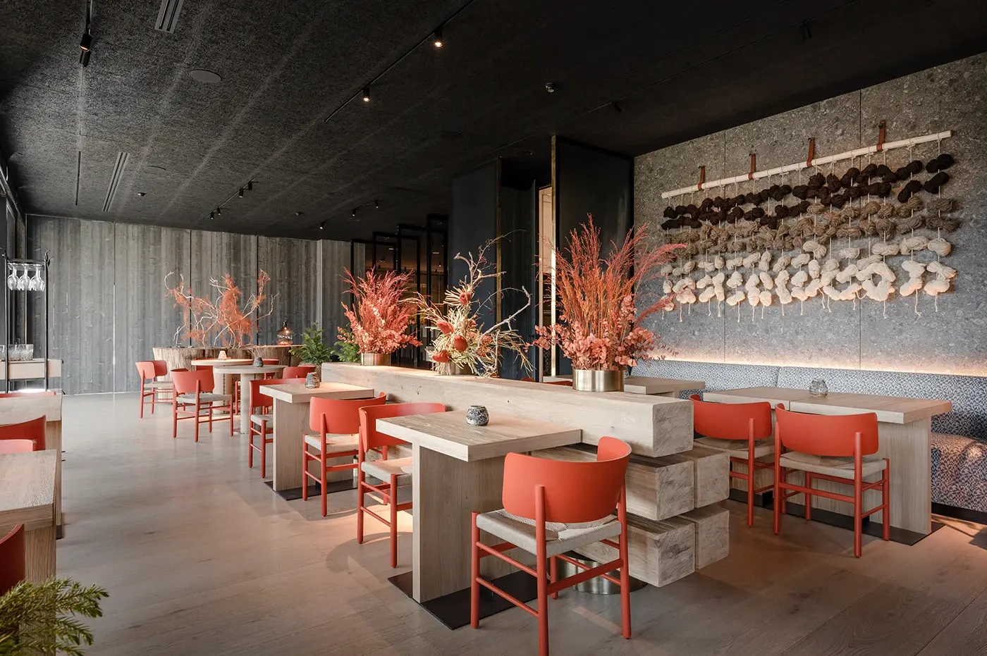 Warm Modern Restaurant Interior fixture detail