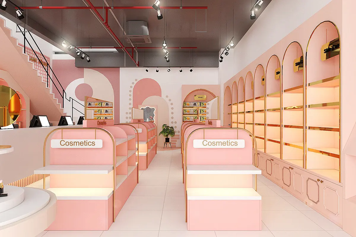 Soft Pink Beauty Retail Store fixture view