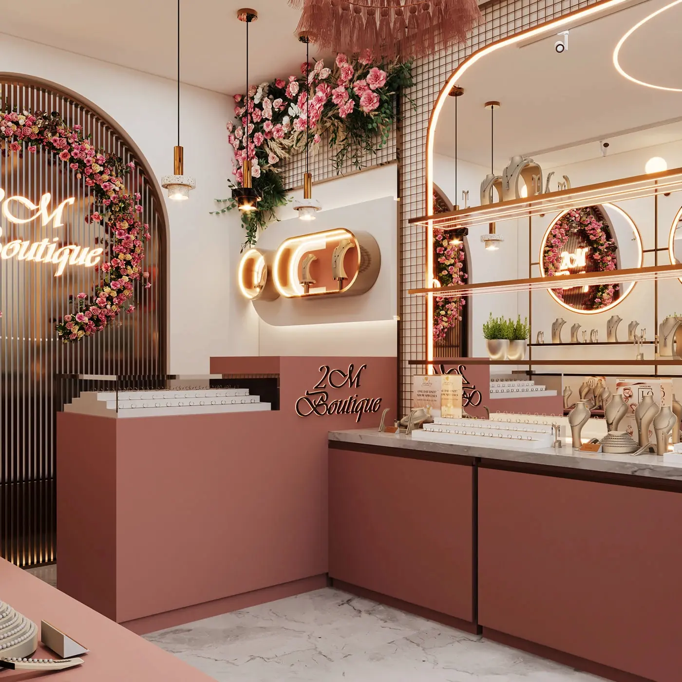 Luxury Gold Jewelry Boutique fixture view