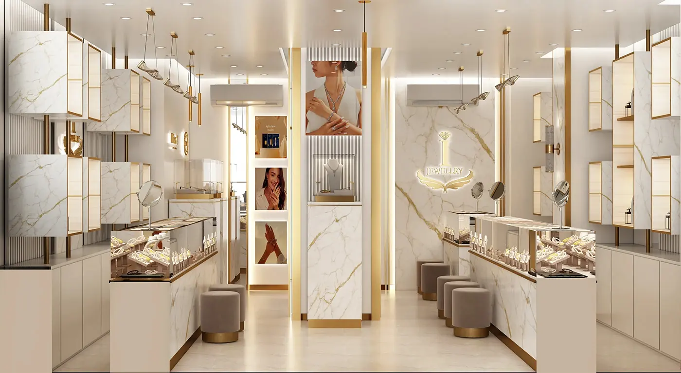 Modern Gemstone Retail Space fixture view