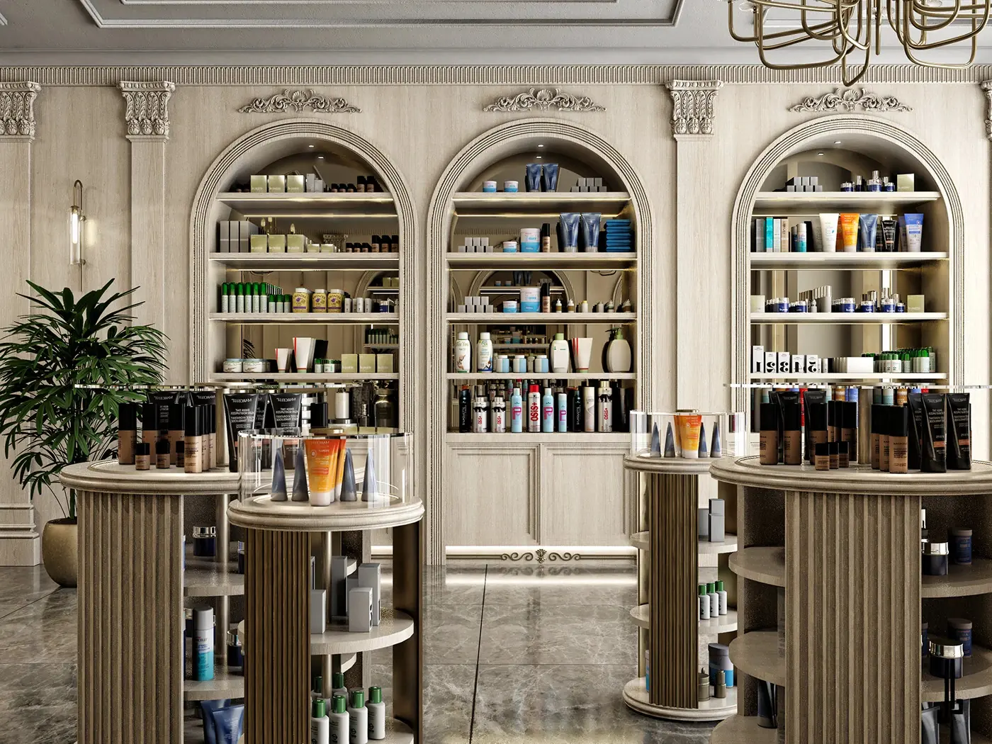 Clean White Pharmacy Store fixture view