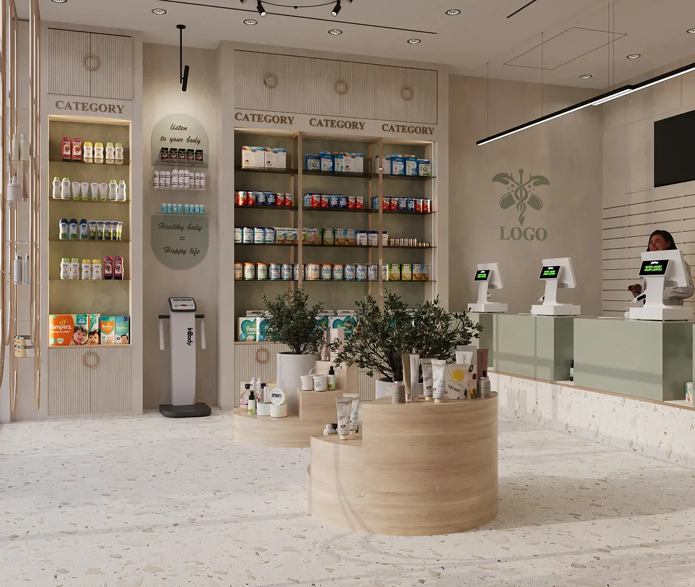 Modern Drugstore Retail Layout fixture view