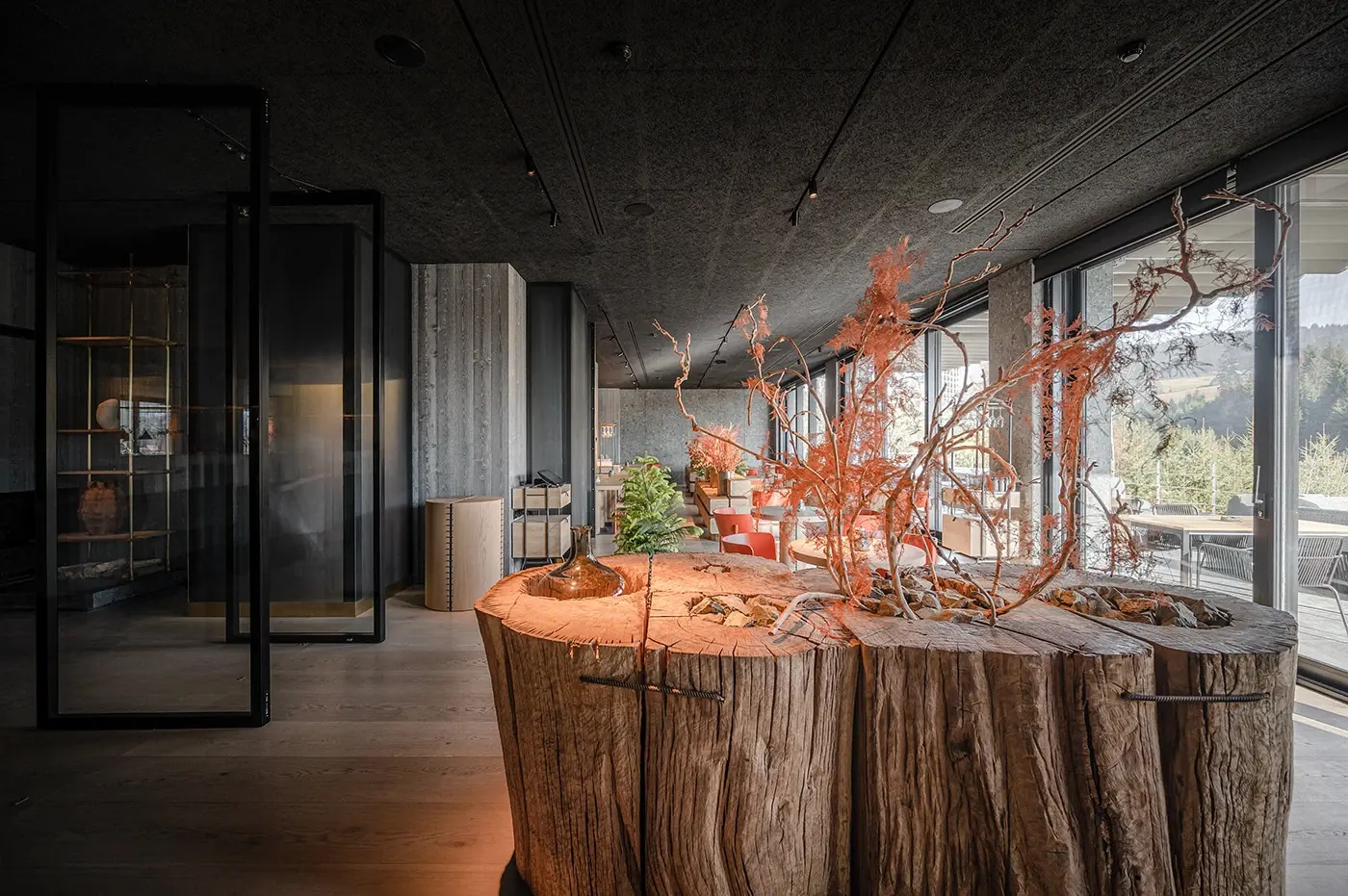 Warm Modern Restaurant Interior fixture view