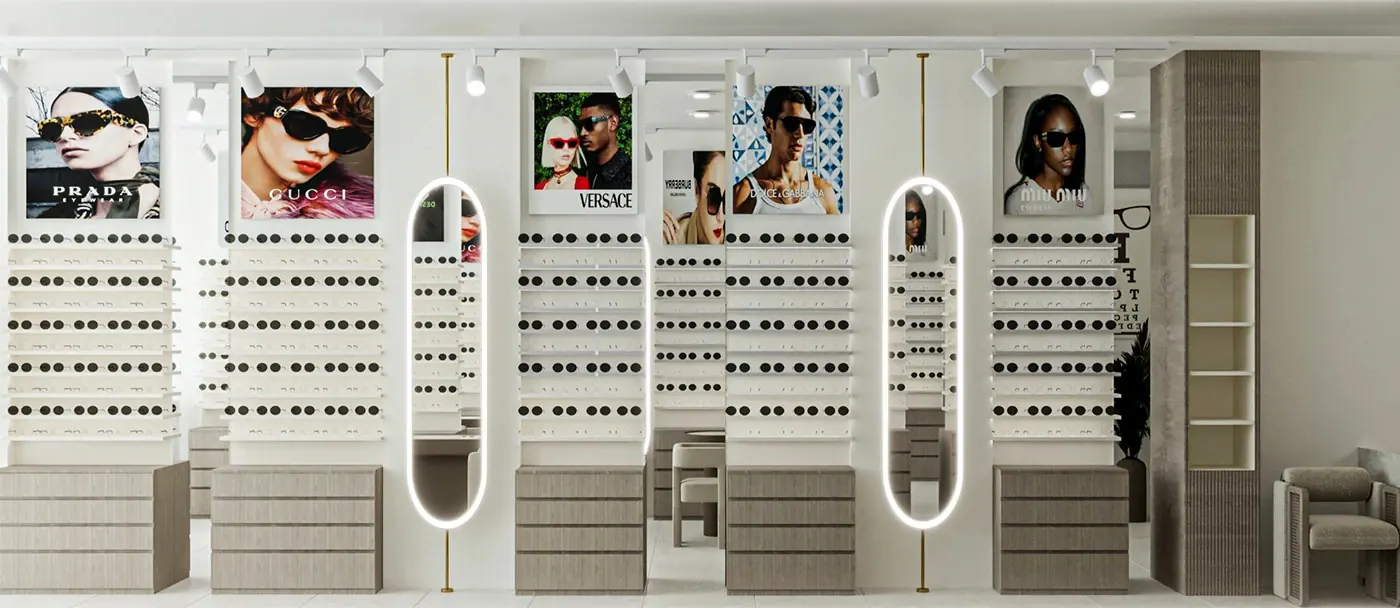 Compact Bright Optical Retail Store customer experience