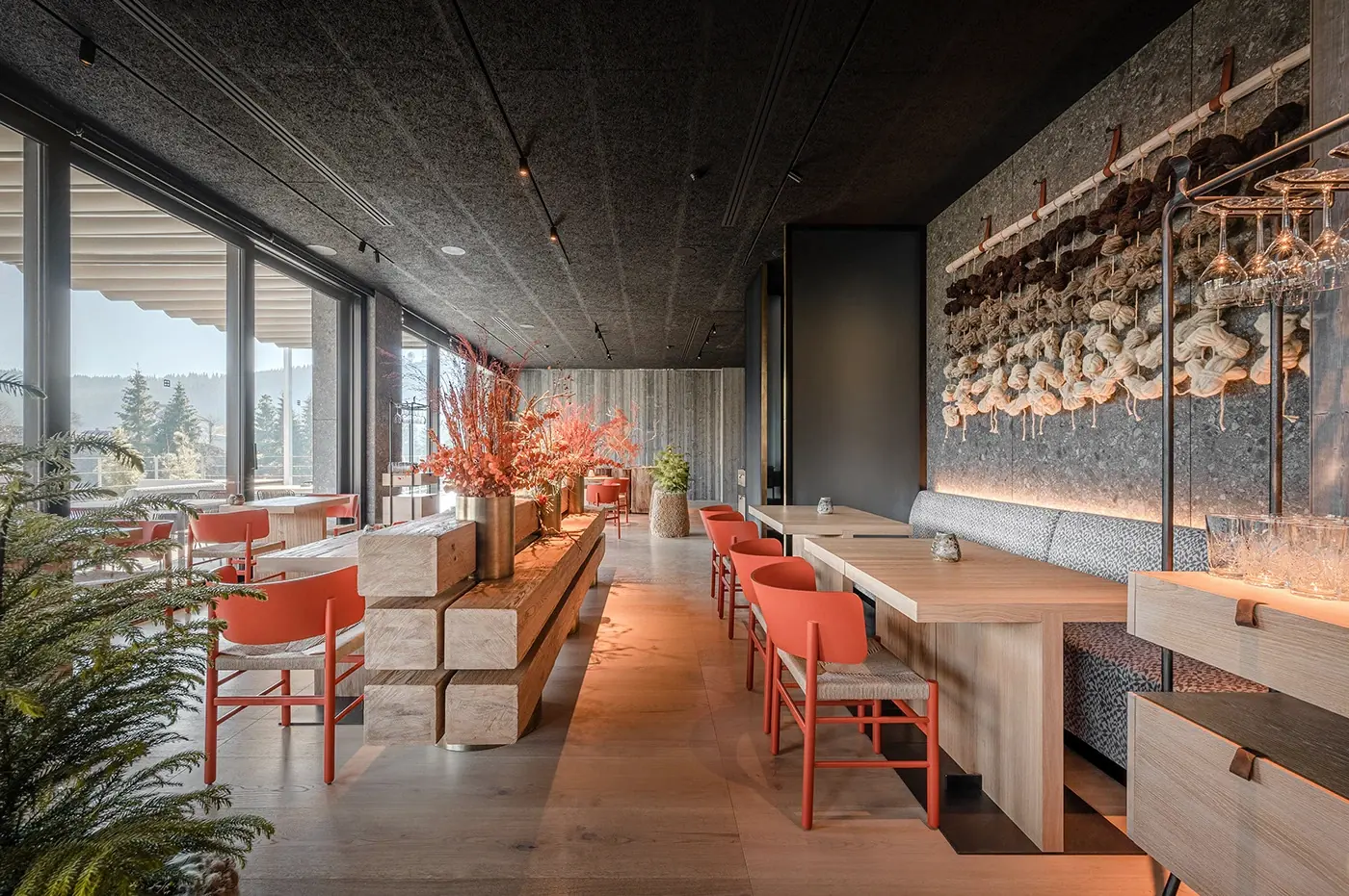 Warm Modern Restaurant Interior customer experience