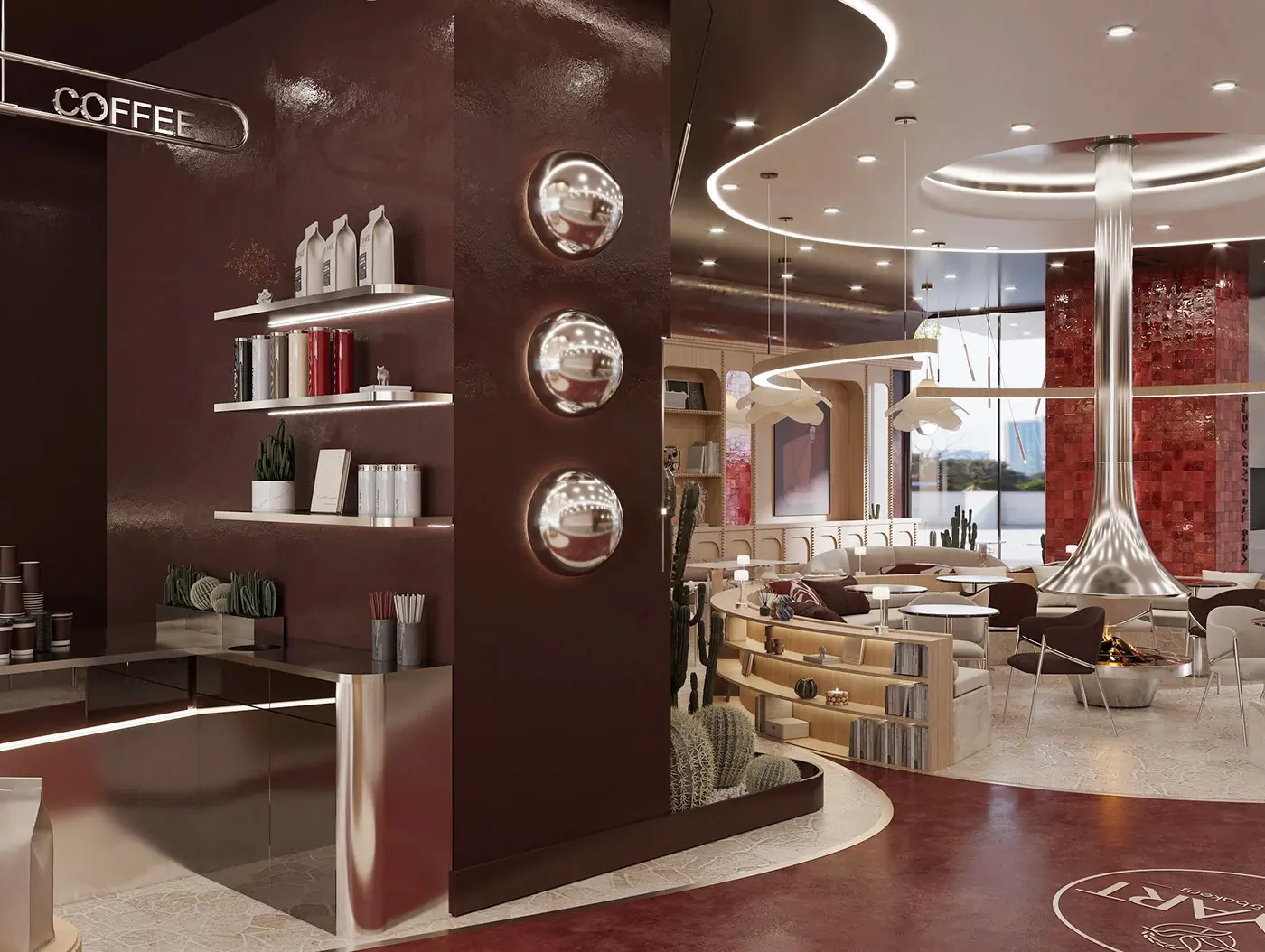 Modern Dessert Cafe Interior feature display