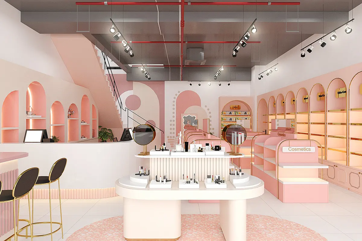 Soft Pink Beauty Retail Store feature display