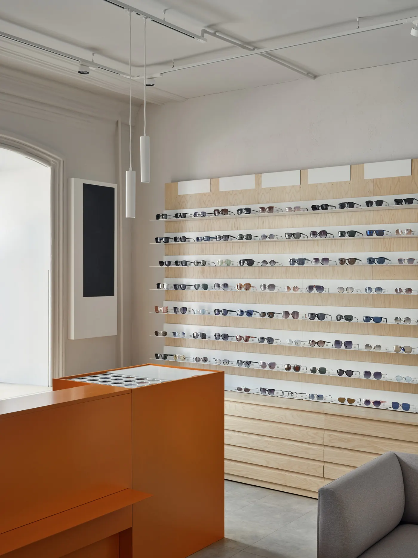 Minimal White Orange Eye Care Center feature display