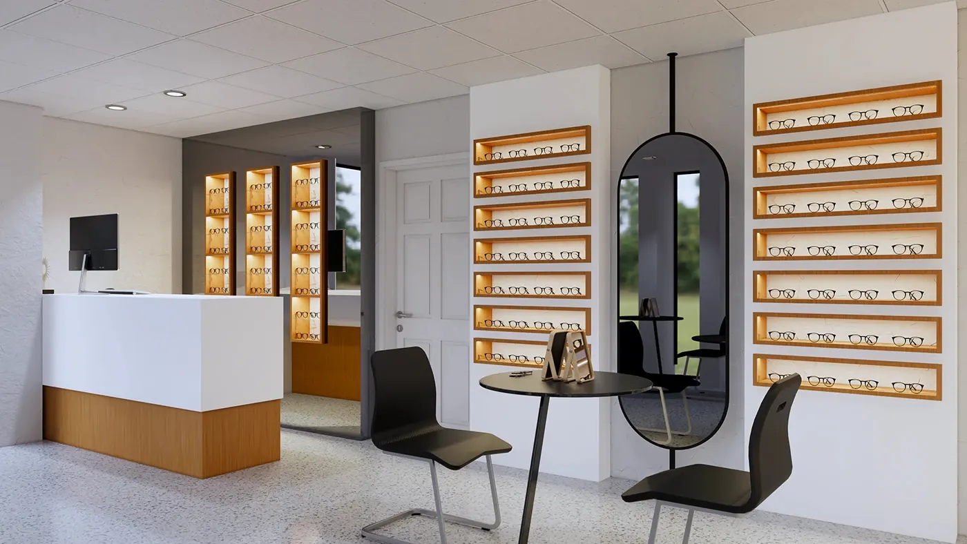 Warm Modern Optical Consultation Store feature display