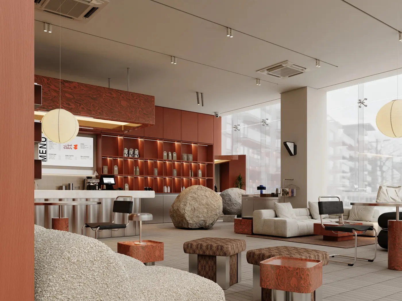 Urban Black Coffee Retail Bar feature display