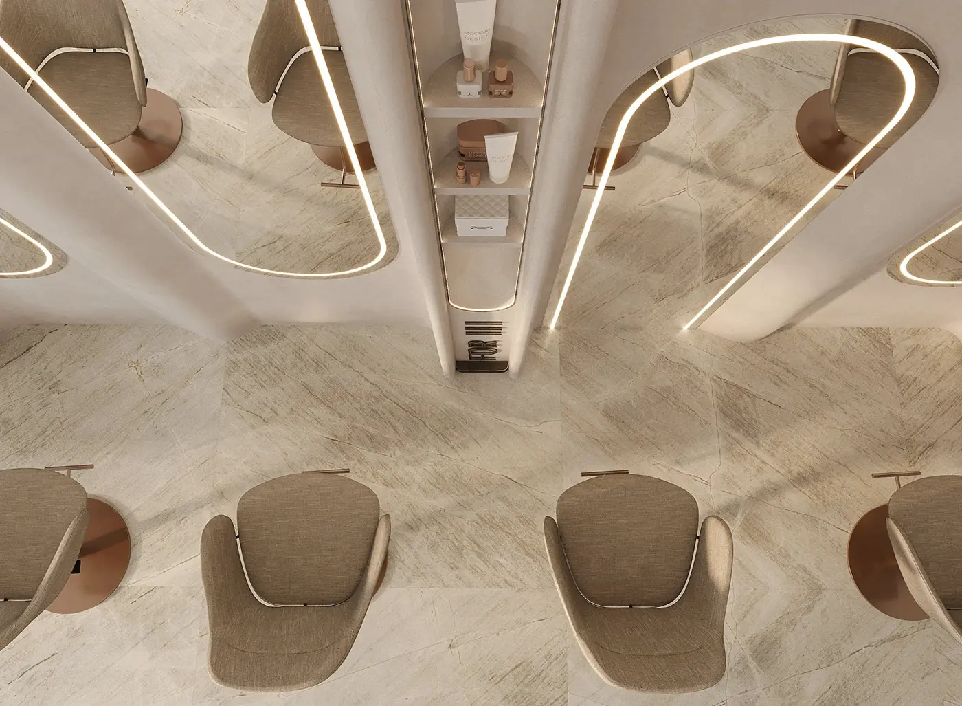Luxury Salon Lounge Interior feature display