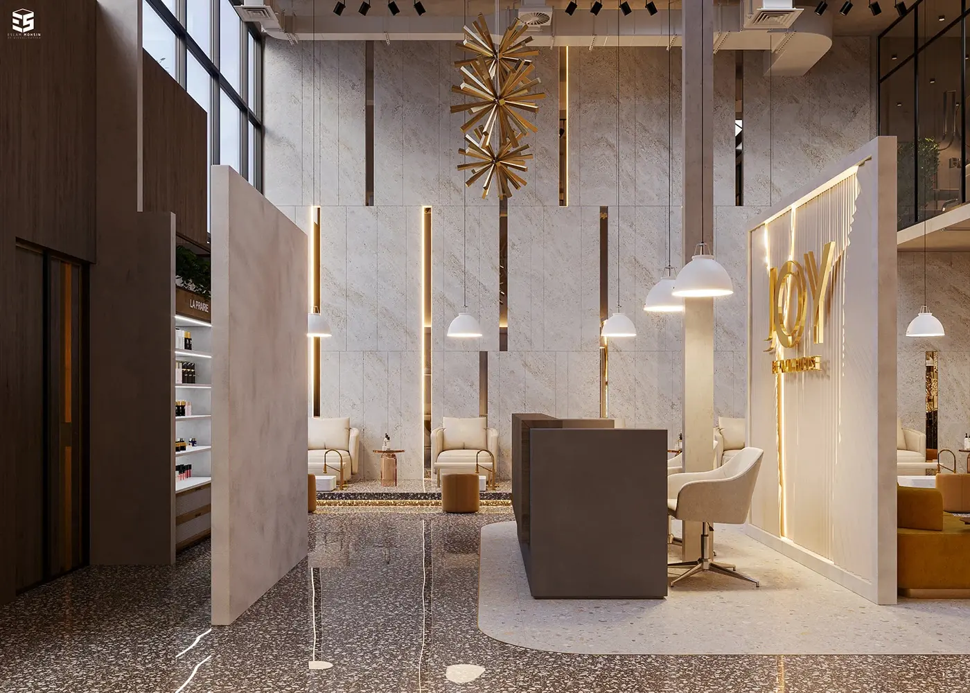 Modern Hair Salon Fixture Plan feature display
