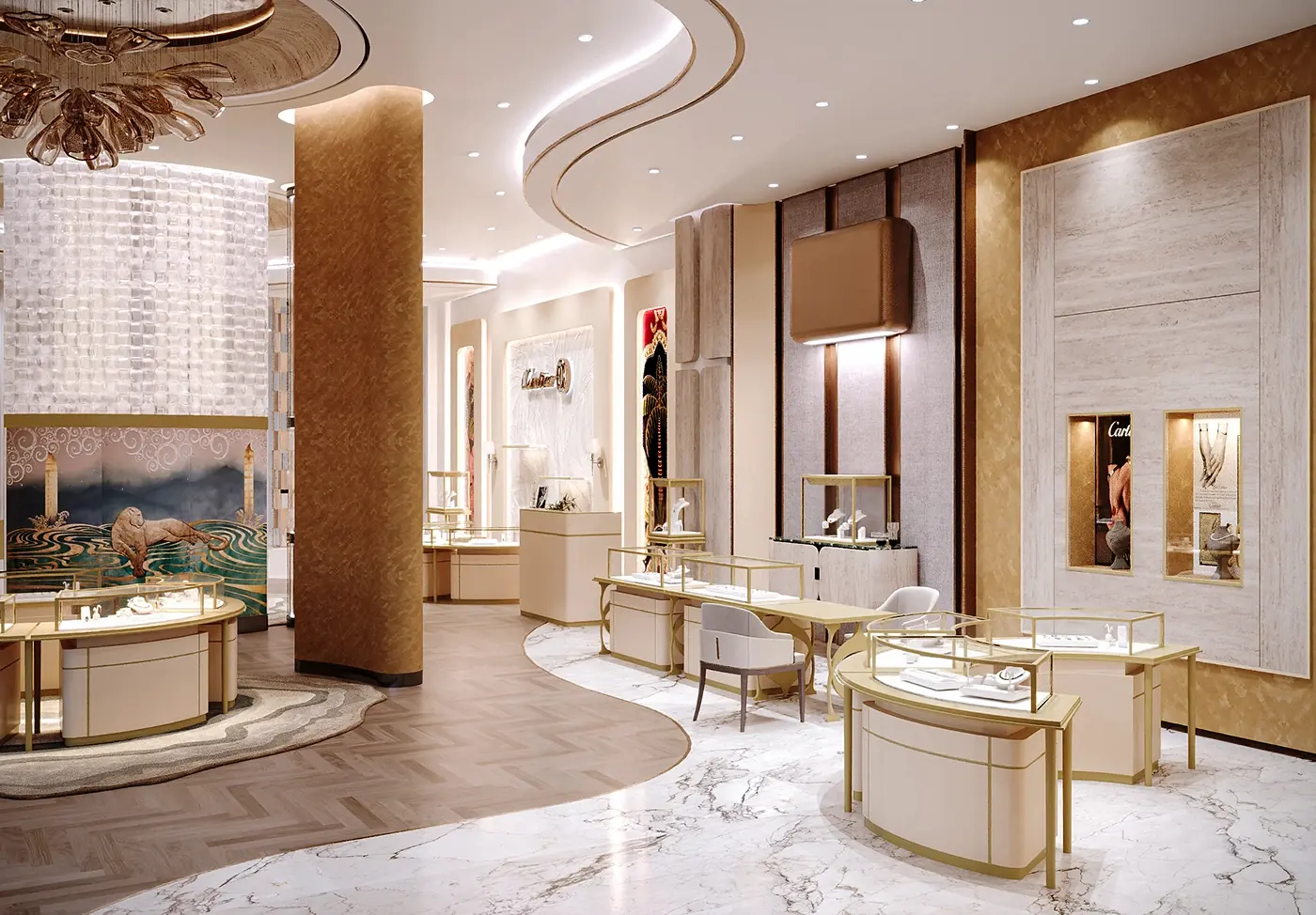 Minimal Diamond Showcase Store fixture view