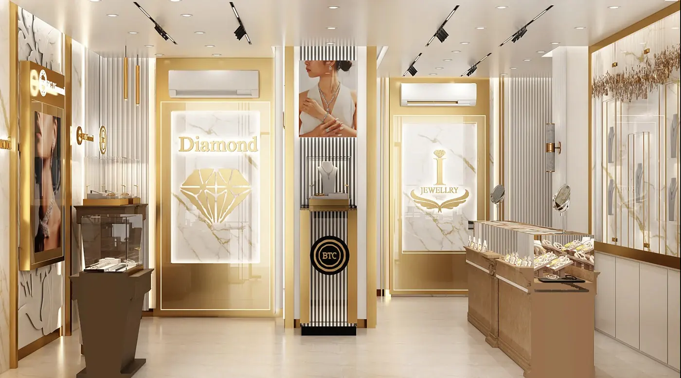 Modern Gemstone Retail Space fixture view