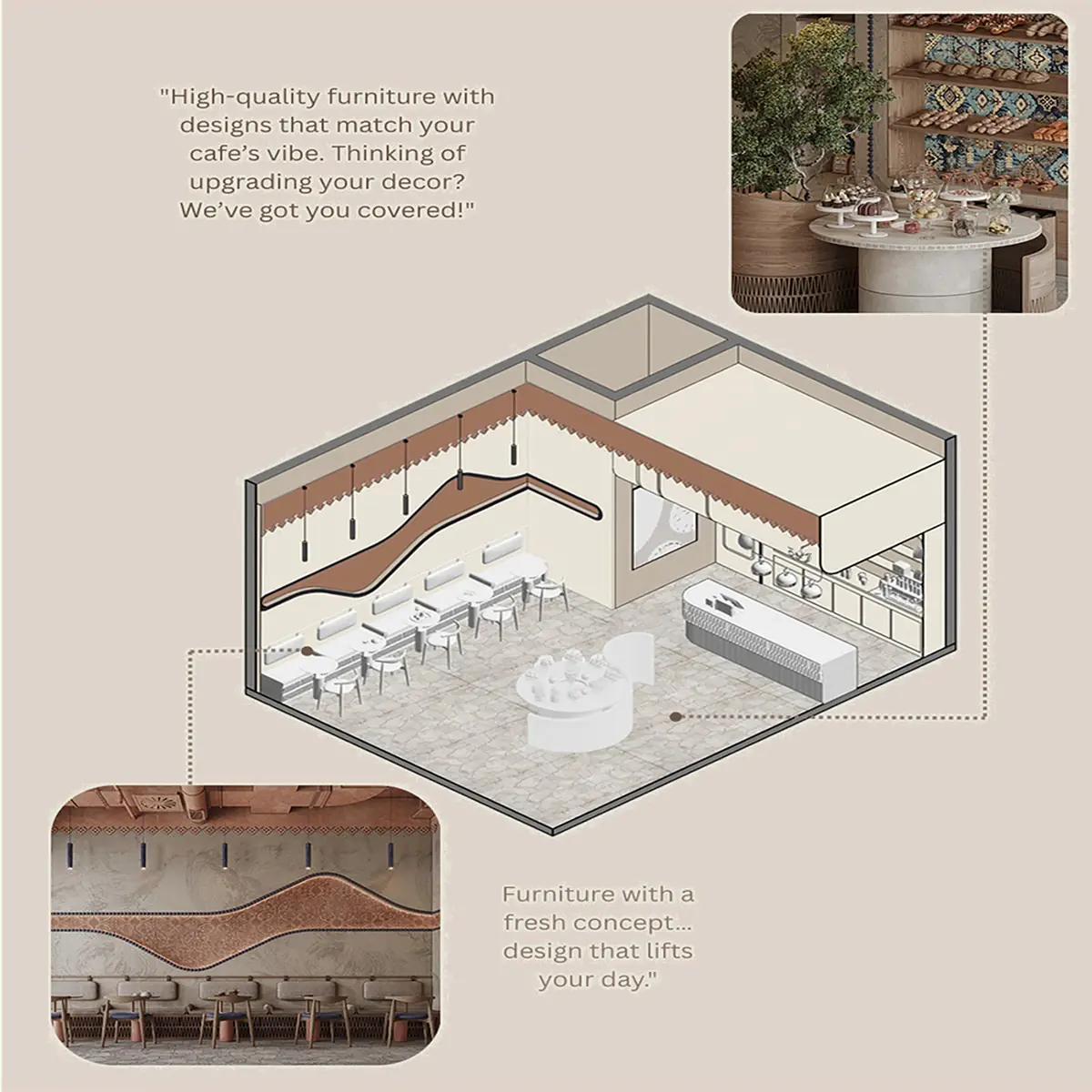 Natural Green Cafe Seating fixture view