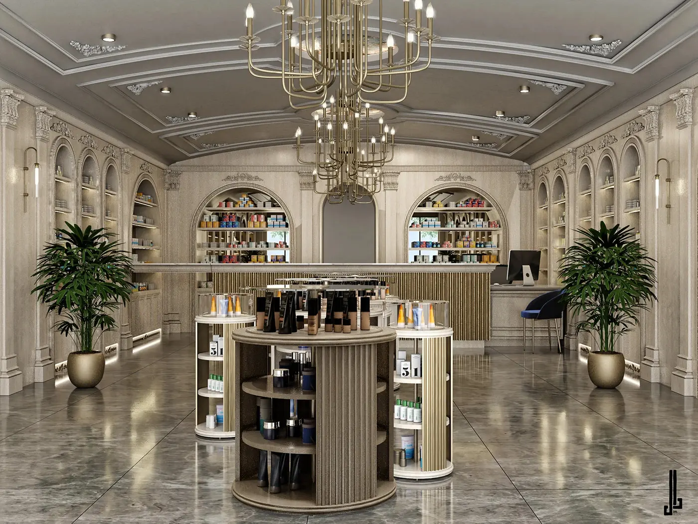 Clean White Pharmacy Store fixture view