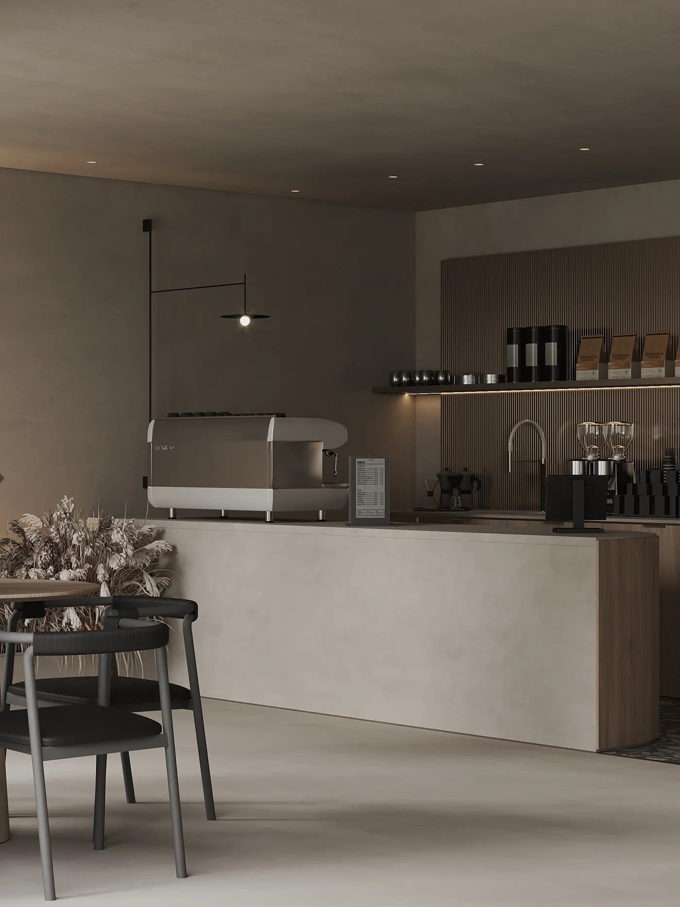 Soft Minimal Bakery Coffee Shop fixture view
