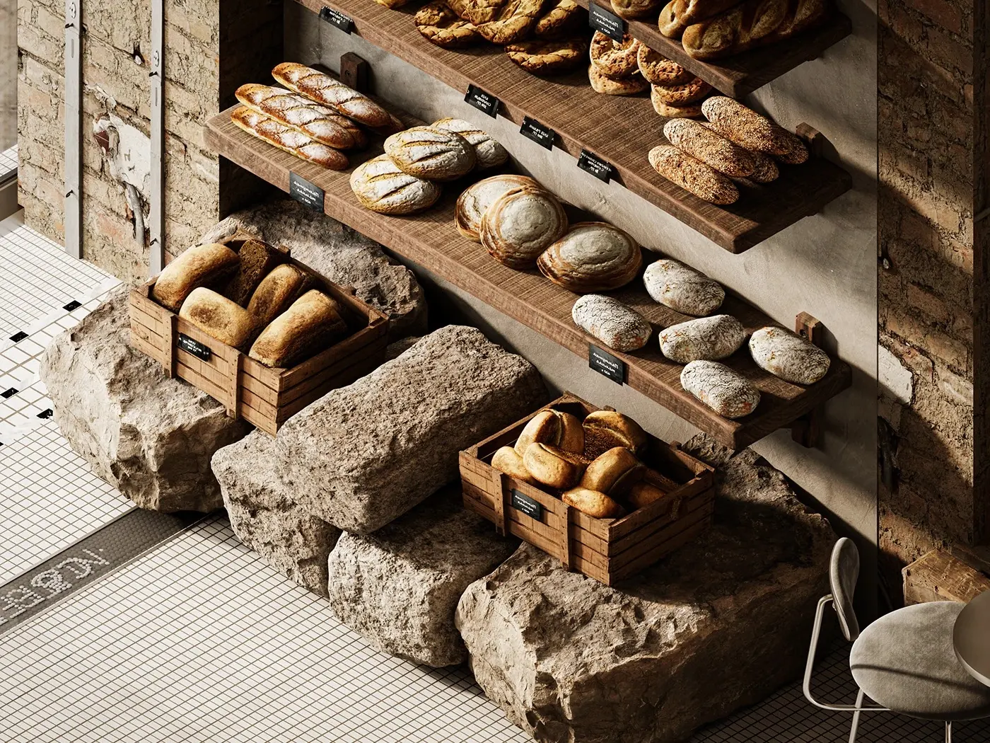 Warm Wood Coffee Bar Bakery Cafe fixture view